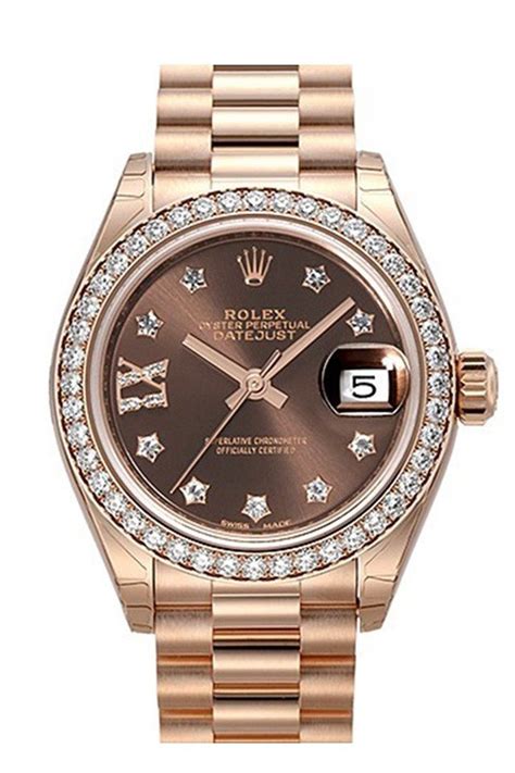 rolex 18k gold rose ladies watch diamond|18k gold rolex women's watch.